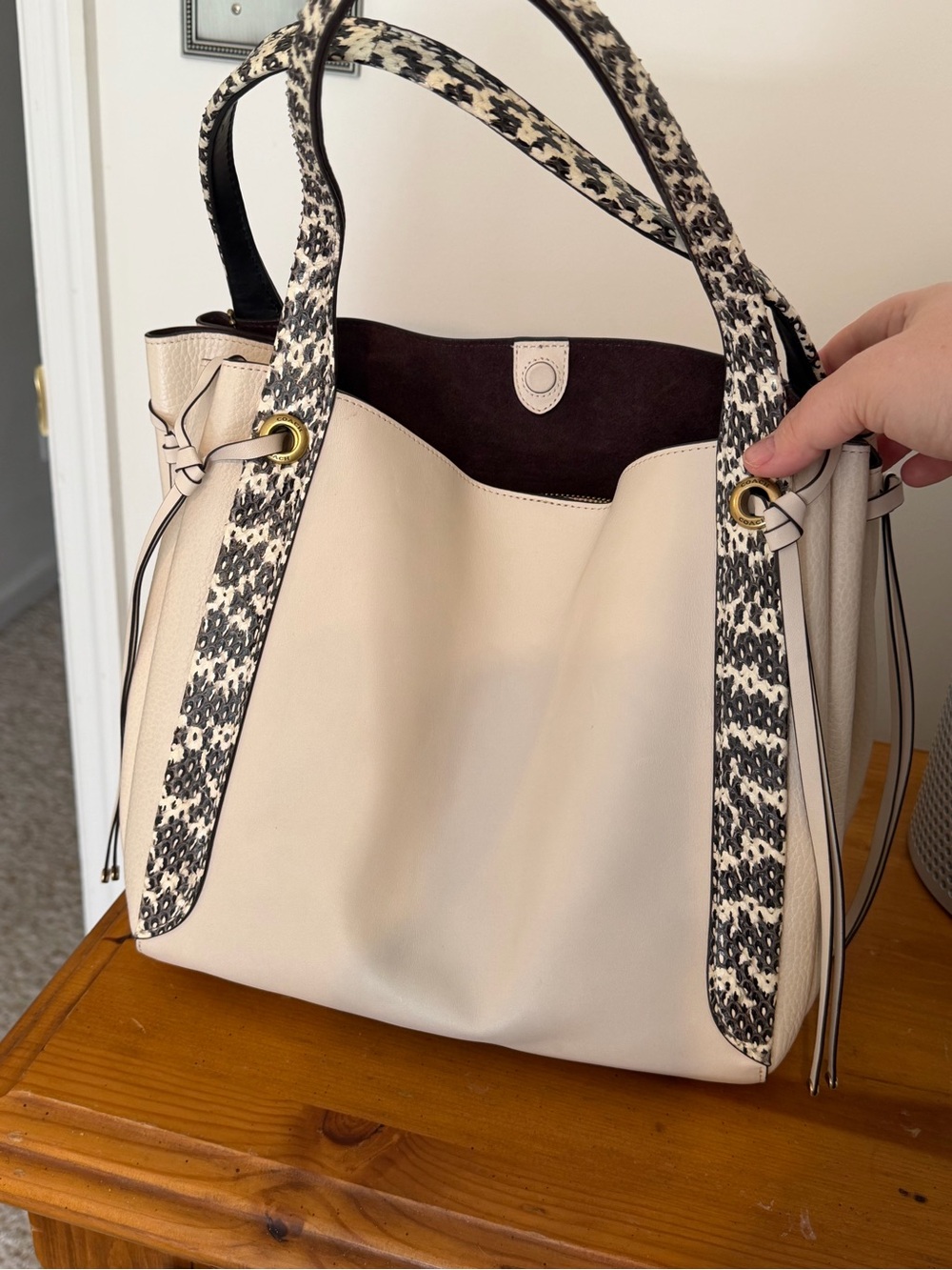 Coach Harmony Hobo in Color block with Snake Skin Detail